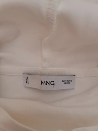 Top Mango Blanco sin Mangas Cuello Alto