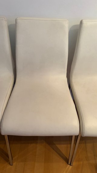 4 Sillas Piel Beige Acero Inoxidable