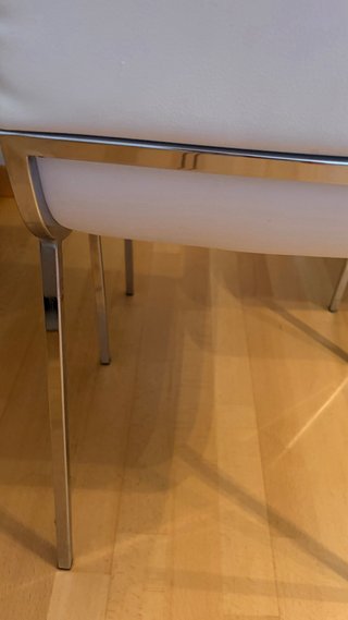 4 Sillas Piel Beige Acero Inoxidable