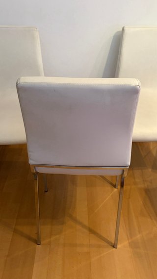 4 Sillas Piel Beige Acero Inoxidable