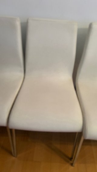 4 Sillas Piel Beige Acero Inoxidable