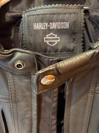 Chaqueta Cuero Harley Davidson Negra Naranja