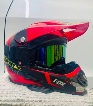 Casco Motocross FOX Rockstar + Gafas iridiscentes