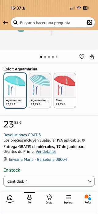 Sombrilla de playa Monty Beach NUEVA EN CAJA