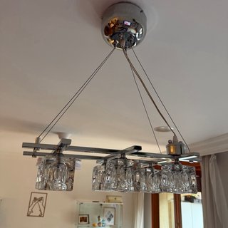 Lámpara colgante de cristal y metal