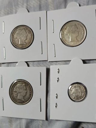Monedas plata 1 real Isabel II y 40 céntimos