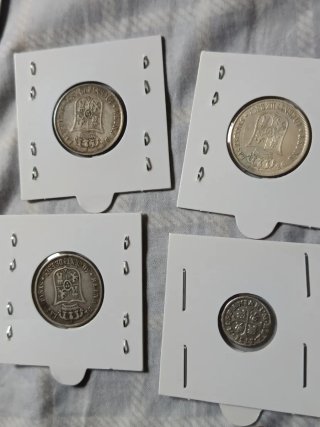 Monedas plata 1 real Isabel II y 40 céntimos