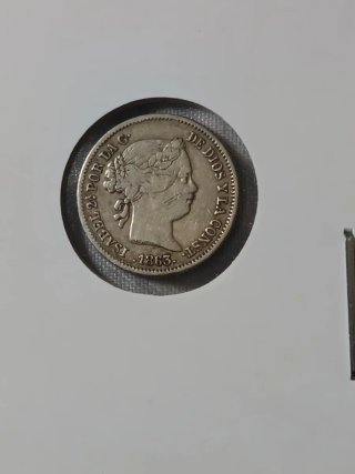 Monedas plata 1 real Isabel II y 40 céntimos