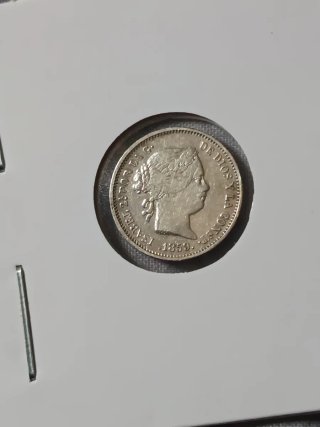 Monedas plata 1 real Isabel II y 40 céntimos