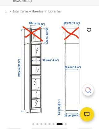 Estantería librería blanca con puerta de cristal