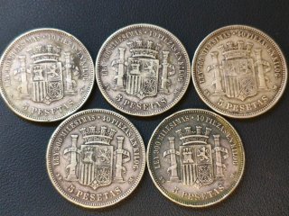 Monedas 5 Pesetas 1870 Plata