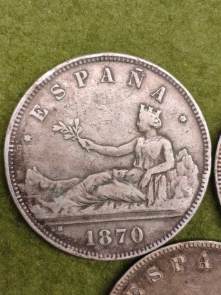 Monedas 5 Pesetas 1870 Plata