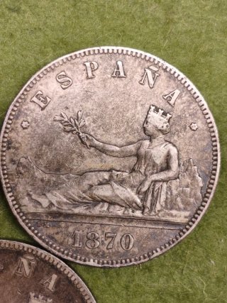Monedas 5 Pesetas 1870 Plata