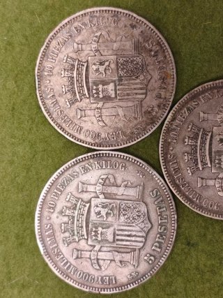 Monedas 5 Pesetas 1870 Plata