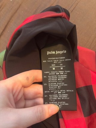 Palm Angels Top a Quadri Rosso Nero
