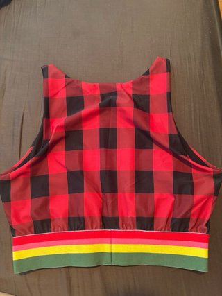 Palm Angels Top a Quadri Rosso Nero