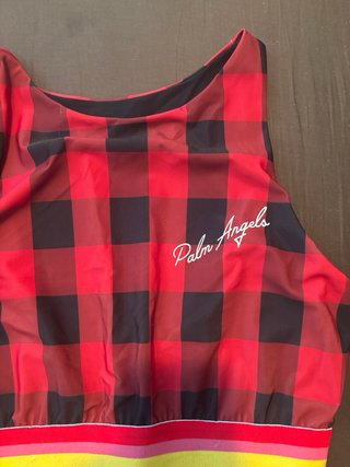 Palm Angels Top a Quadri Rosso Nero