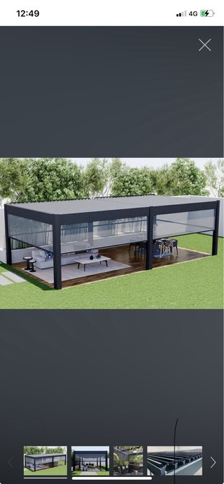 Pérgola Carpa 12m x 3.5m Metal.perfiles 70mm.parav