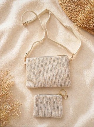 Conjunto bolso y monedero tejido mariposa