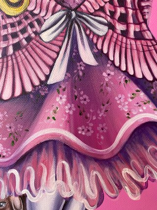 Cuadro decorativo pintado a mano niña vintage