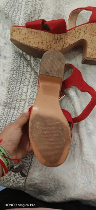 Sandalias Rojas Cuña Corcho Verano