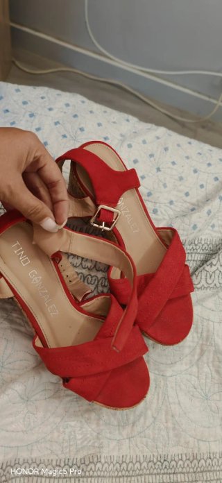 Sandalias Rojas Cuña Corcho Verano