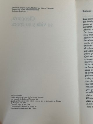Libro Cleopatra, su vida y su época Carlo Franzero