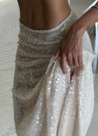Falda Lentejuelas Crochet Talla L