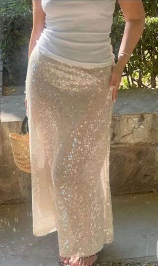 Falda Lentejuelas Crochet Talla L
