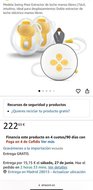 Sacaleches eléctrico Medela Swing Maxi Hands-free