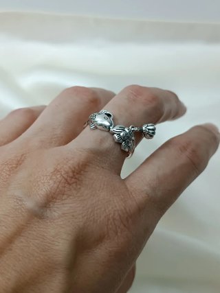 Anillo Plata Diseño Pez Flor