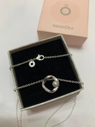 Collar Pandora Perla y Circonitas