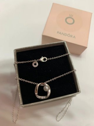 Collar Pandora Perla y Circonitas