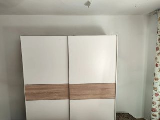 Armario 2 puertas correderas blanco y roble