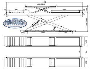 Elevador Tijera Doble pantografo 5.0 t TWSA-50U-G