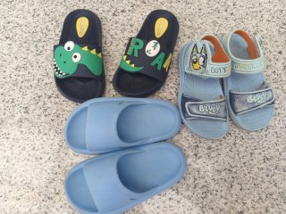 Chanclas niño dinosaurio y Bluey