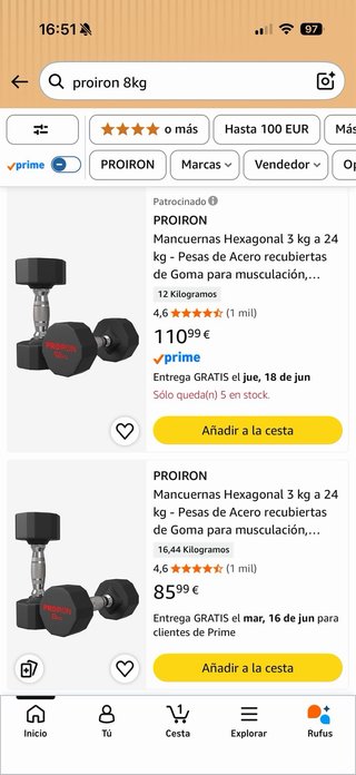 (NO NEGOCIO)Par Mancuernas Proiron 8kg NUEVAS