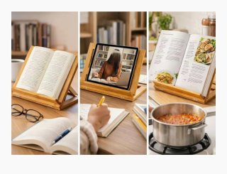 Atril di legno per libri, spartiti, tablet