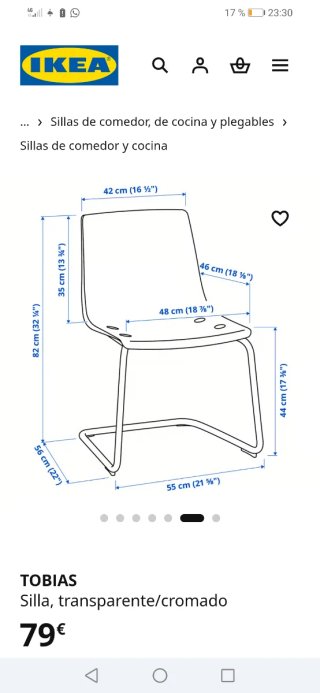 Silla TOBIAS IKEA transparente ahumado
