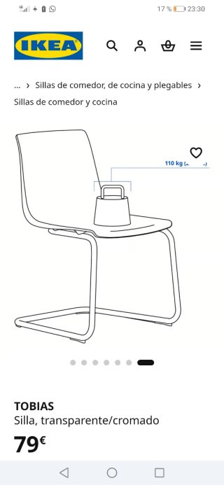Silla TOBIAS IKEA transparente ahumado