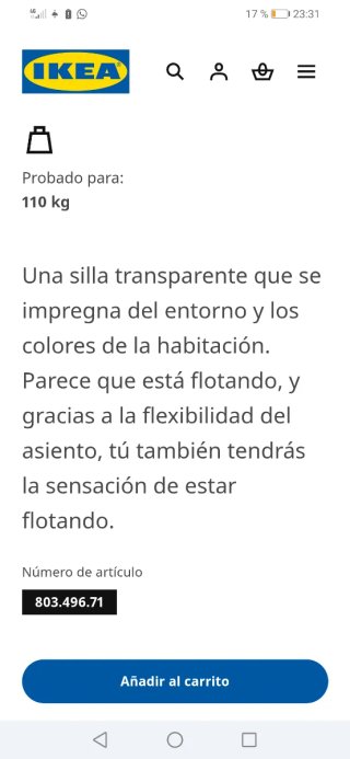 Silla TOBIAS IKEA transparente ahumado