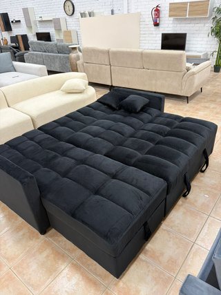 Sofá Cama Chaise Longue Reversible Arcón Negro