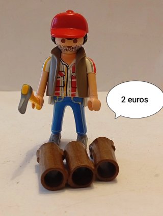 Playmobil Leñador con Hacha y Troncos