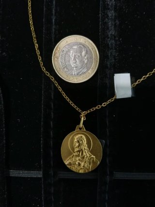Medalla Escapulario Oro 18k con Cadena