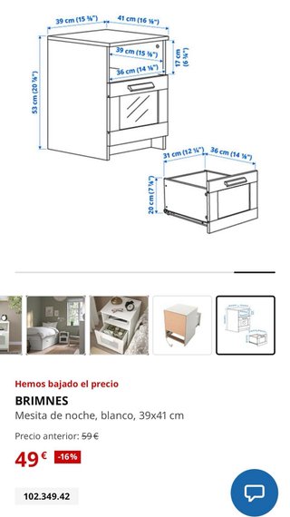 Pareja Mesitas Noche Brimnes Ikea Blancas