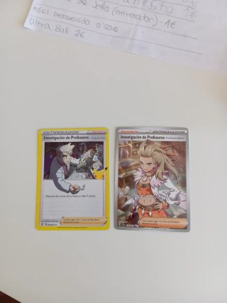 Lote 2 Cartas Pokémon Investigación Profesores