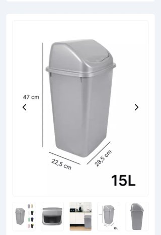 Cubo Basura 15L Tapa Basculante Gris