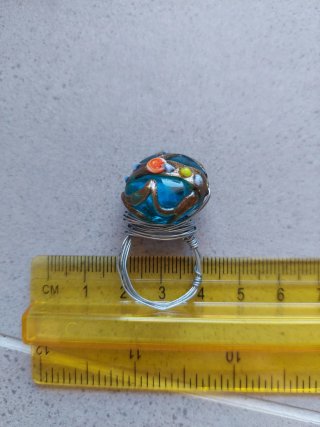 Anello perla vetro artistico artigianale