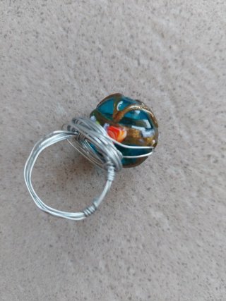 Anello perla vetro artistico artigianale