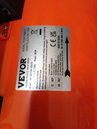 Ventilatore assiale VEVOR 367W Arancione